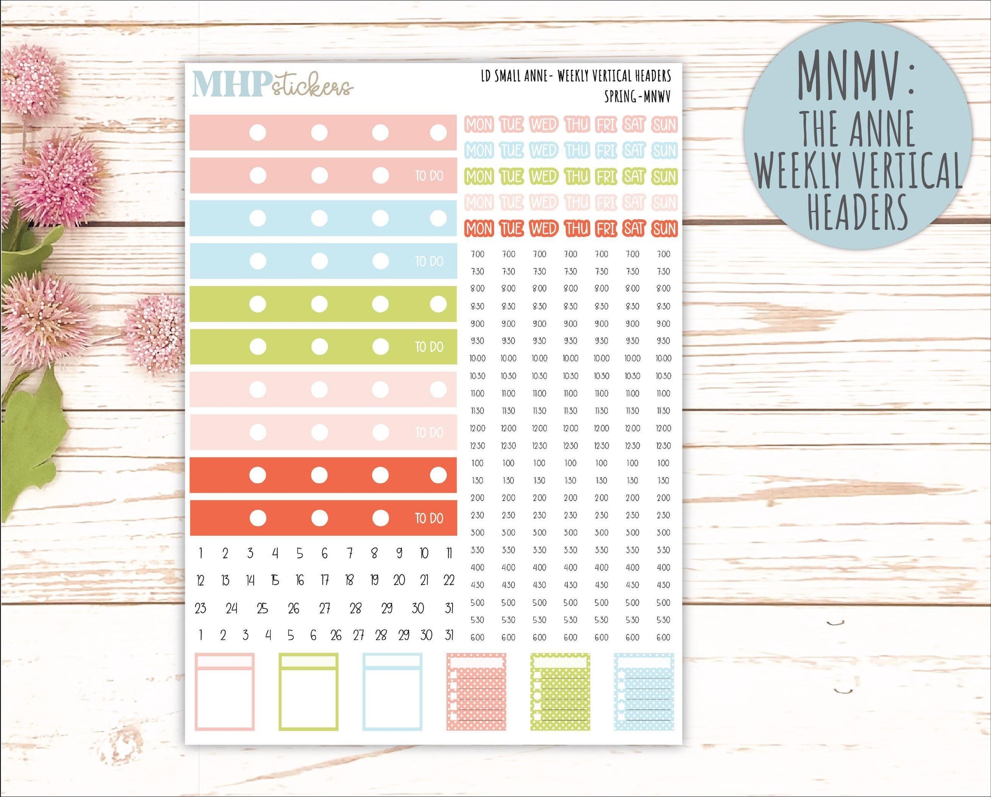 MARCH 2026 Stickers for Small Nancy & Anne Laurel Denise Planners. (Formerly Mini Planner) "Spring" || MN