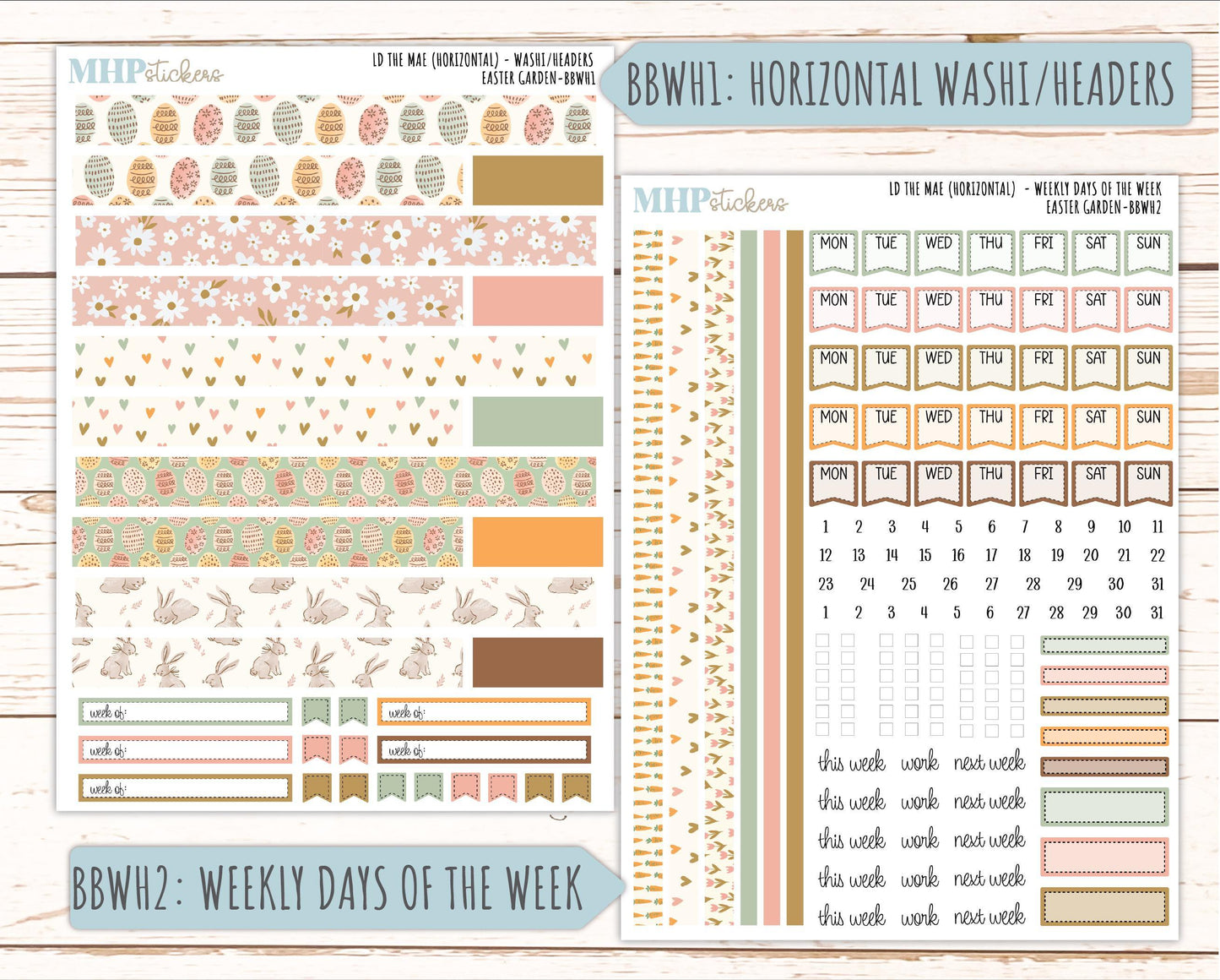 APRIL 2026 Stickers for the Mae & Kristy Laurel Denise Planners (Book Bound Planner) "Easter Garden" || BB