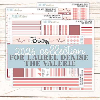 FEBRUARY Stickers for The Valerie Laurel Denise Planner (Formerly Teacher Planner) "Sweet Valentine" || TC
