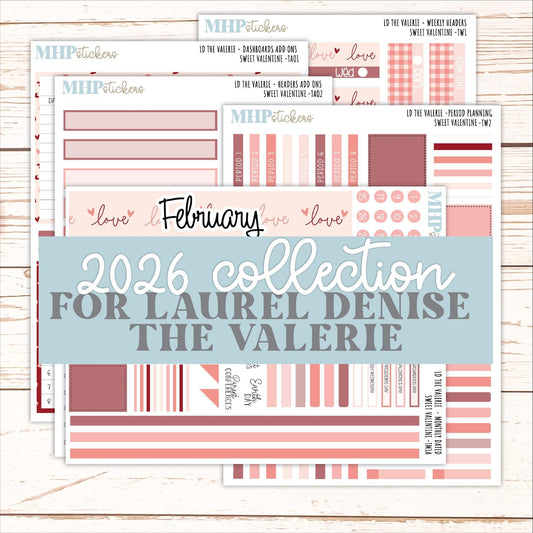 FEBRUARY Stickers for The Valerie Laurel Denise Planner (Formerly Teacher Planner) "Sweet Valentine" || TC