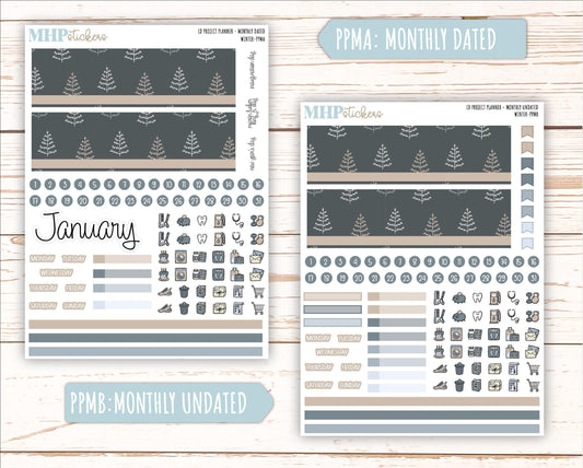 JANUARY Stickers for The Rose Large Laurel Denise Planner (Formerly Project Planner) "Winter" || PP-W