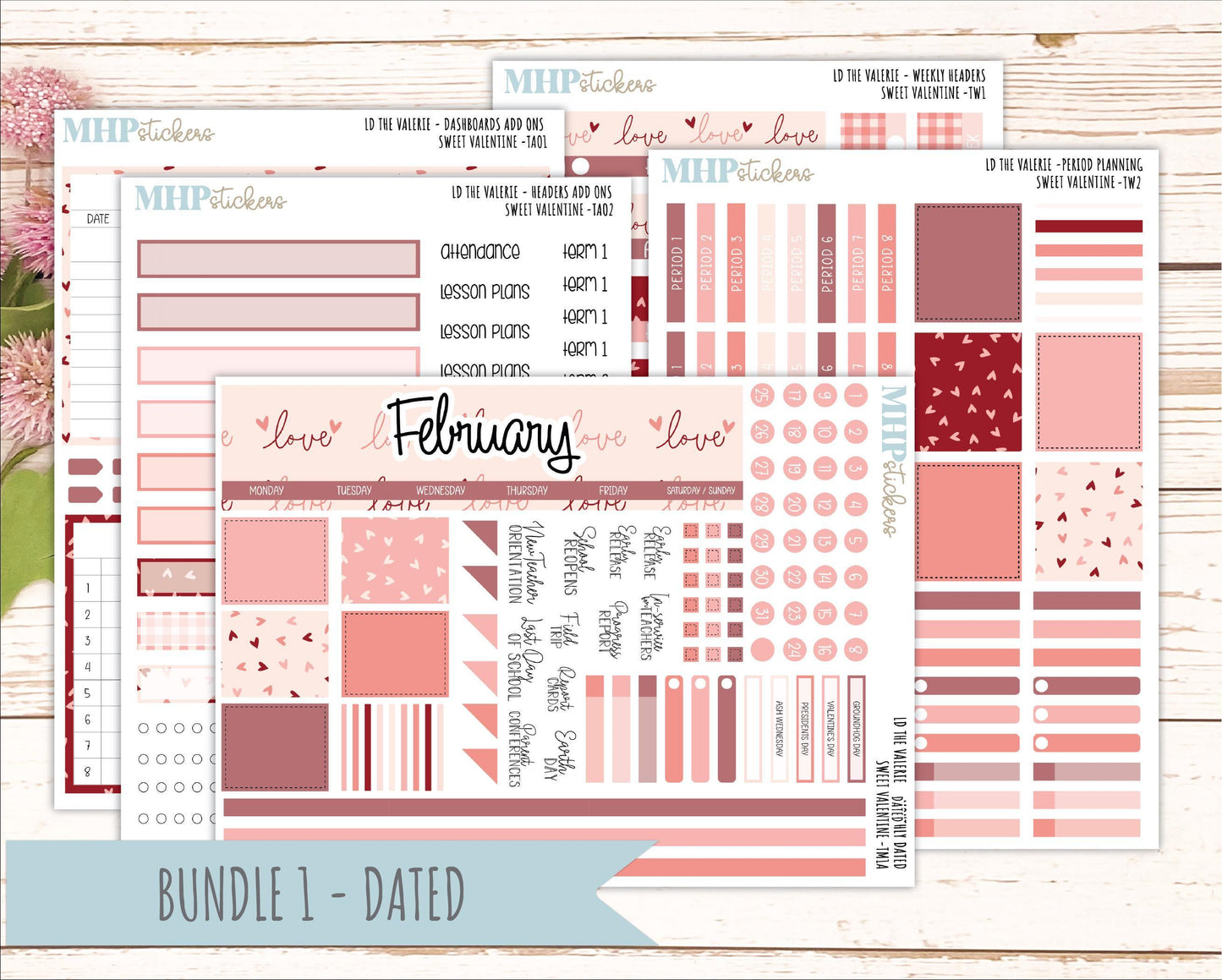 FEBRUARY Stickers for The Valerie Laurel Denise Planner (Formerly Teacher Planner) "Sweet Valentine" || TC