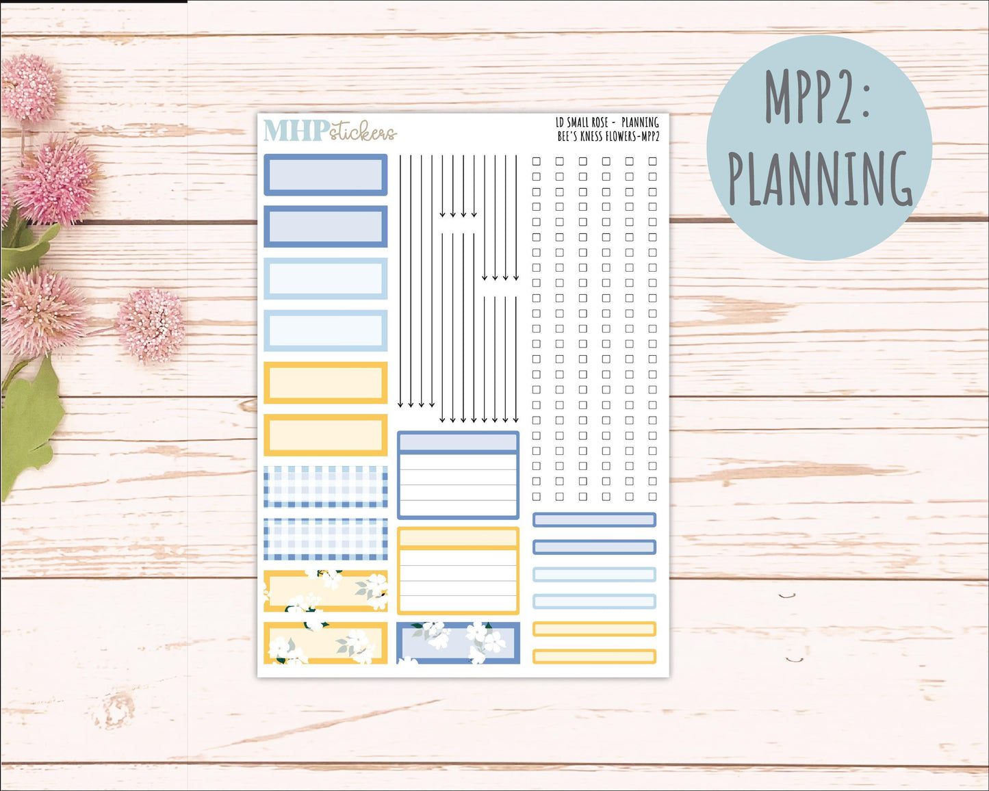 APRIL 2026 Stickers for The Small Rose Laurel Denise Planner (Formerly Mini Project Planner) "Bee's Knees Flowers" || MPP