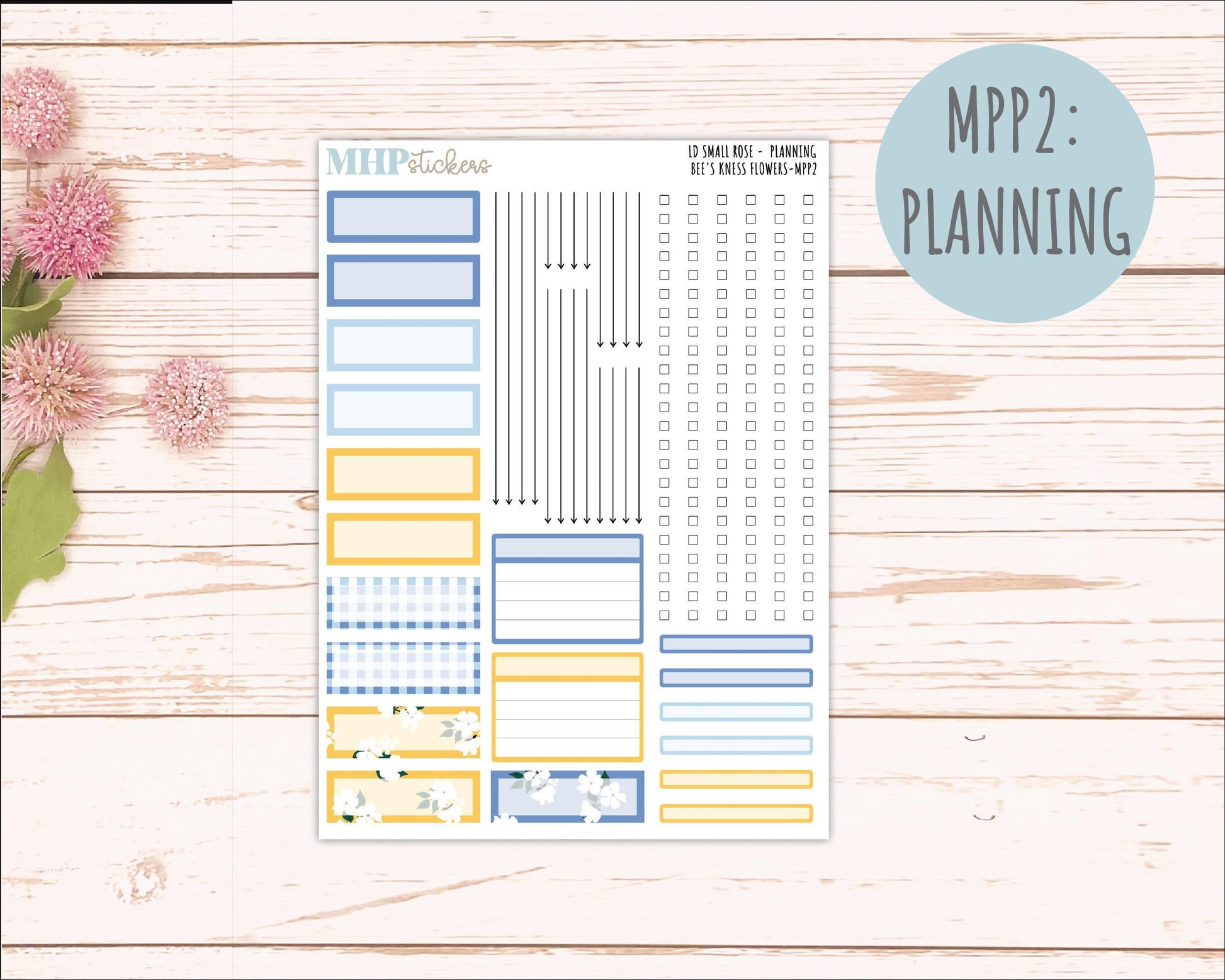 APRIL 2026 Stickers for The Small Rose Laurel Denise Planner (Formerly Mini Project Planner) "Bee's Knees Flowers" || MPP