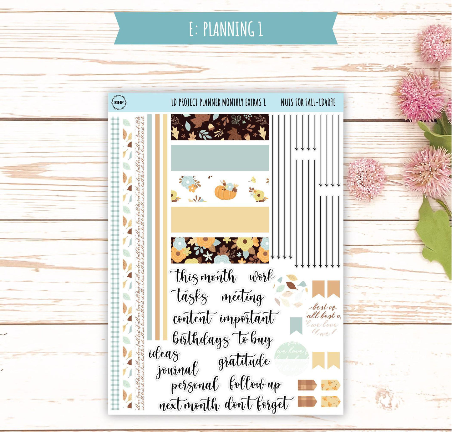 OCTOBER Stickers for The Rose Large Laurel Denise Planner (Formerly Project Planner) "Nuts for Fall" || LD409NF