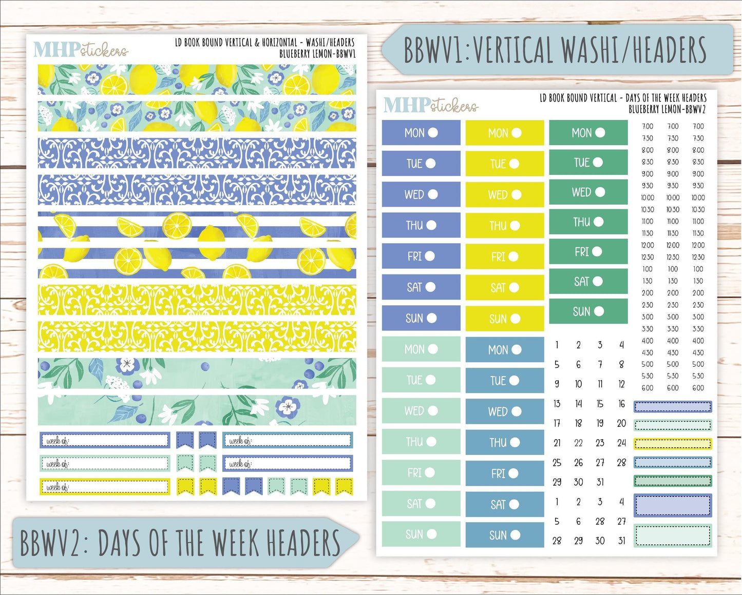July 2025 Stickers for The Mae & The Kristy Laurel Denise Planners ( Formerly Book Bound Planner) "Blueberry Lemon" || BB