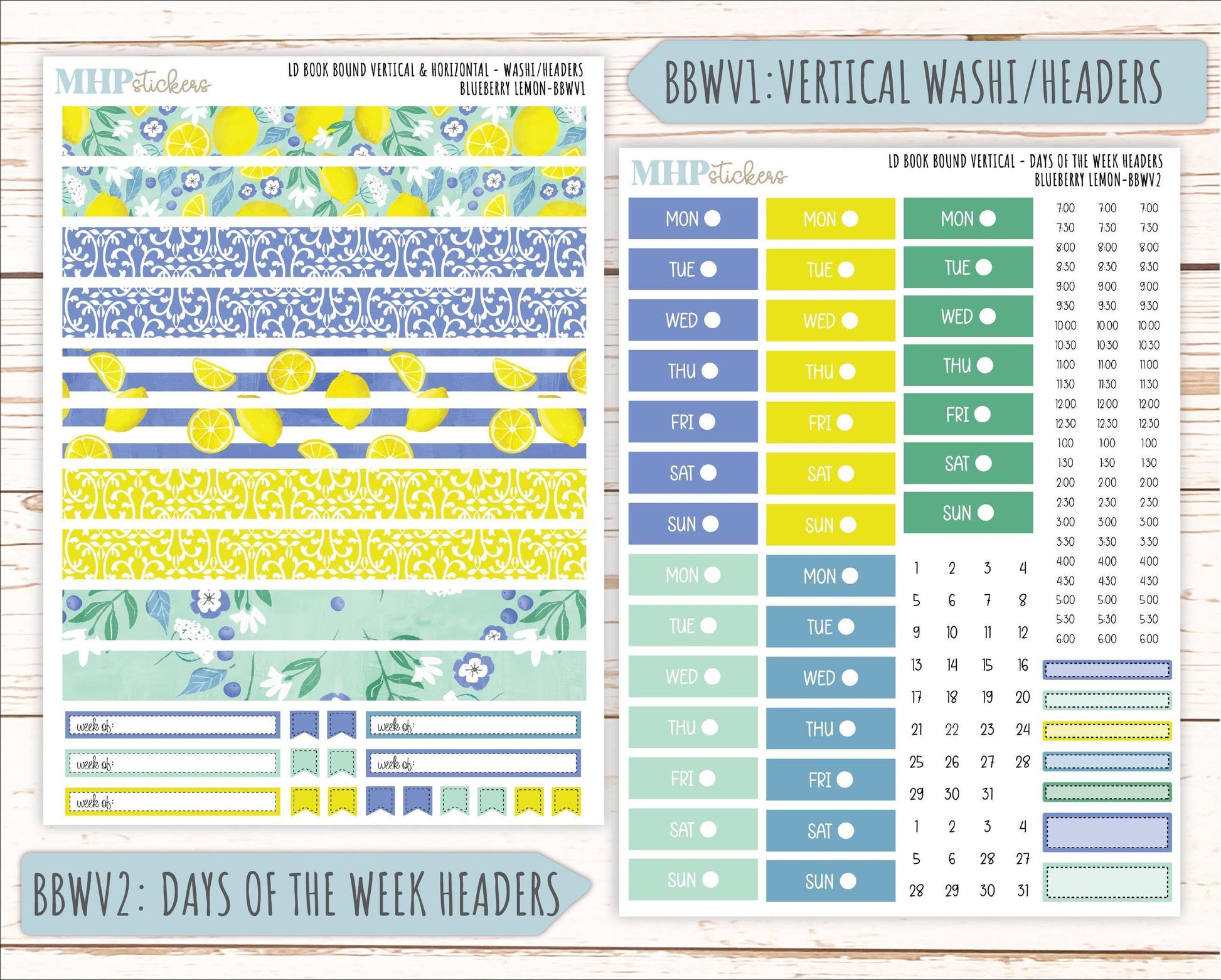 July 2025 Stickers for The Mae & The Kristy Laurel Denise Planners ( Formerly Book Bound Planner) "Blueberry Lemon" || BB