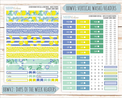 July 2025 Stickers for The Mae & The Kristy Laurel Denise Planners ( Formerly Book Bound Planner) "Blueberry Lemon" || BB