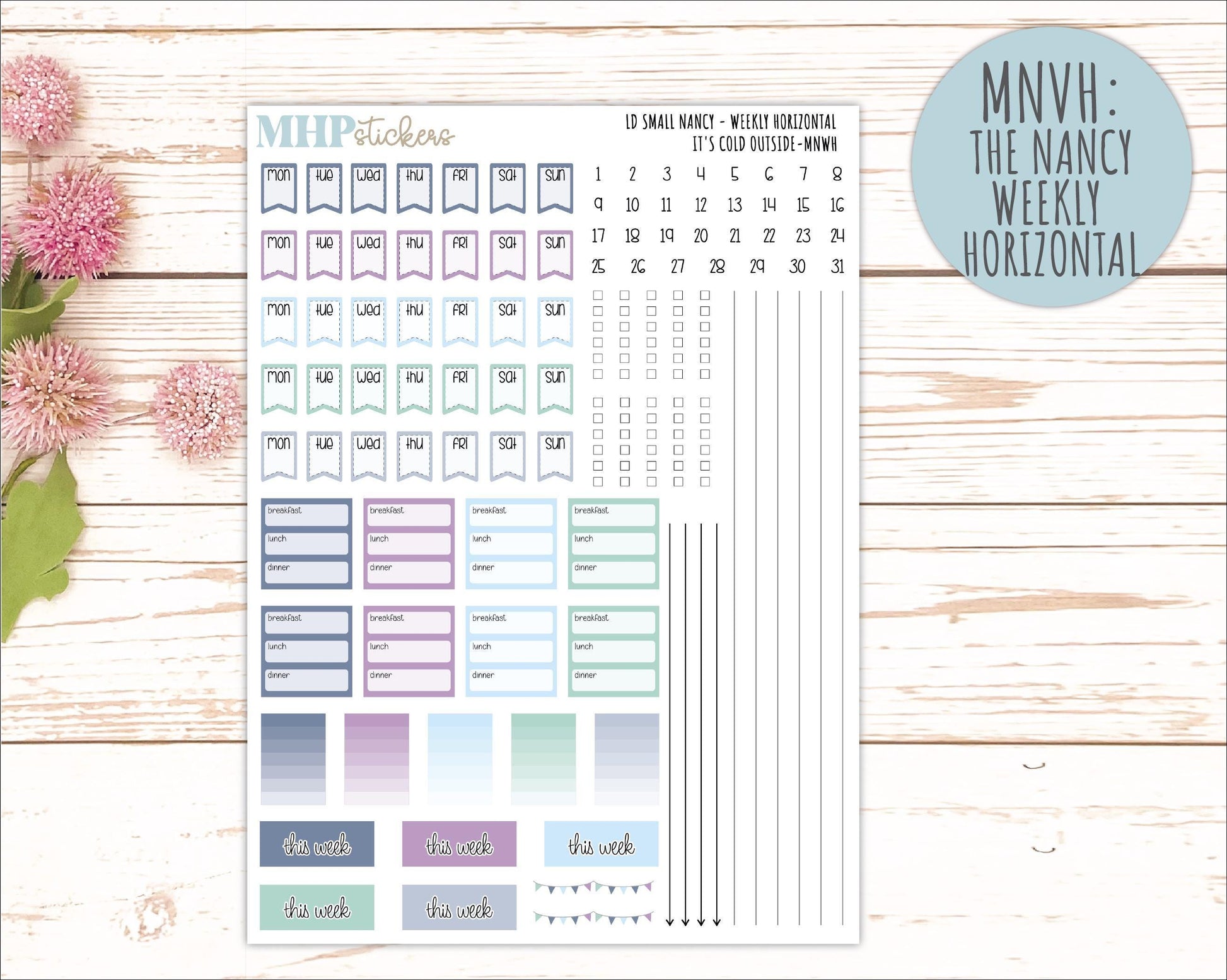 JANUARY 20265 Stickers for Small Nancy & Anne Laurel Denise Planners. (Formerly Mini Planner) "It's Cold Outside" || MN