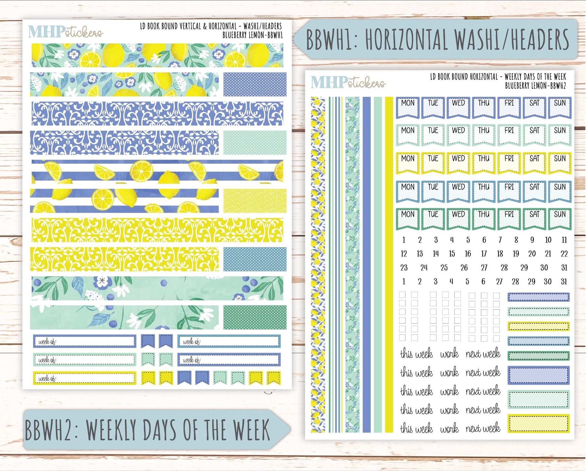 July 2025 Stickers for The Mae & The Kristy Laurel Denise Planners ( Formerly Book Bound Planner) "Blueberry Lemon" || BB