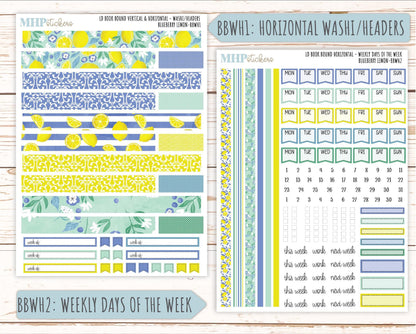 July 2025 Stickers for The Mae & The Kristy Laurel Denise Planners ( Formerly Book Bound Planner) "Blueberry Lemon" || BB