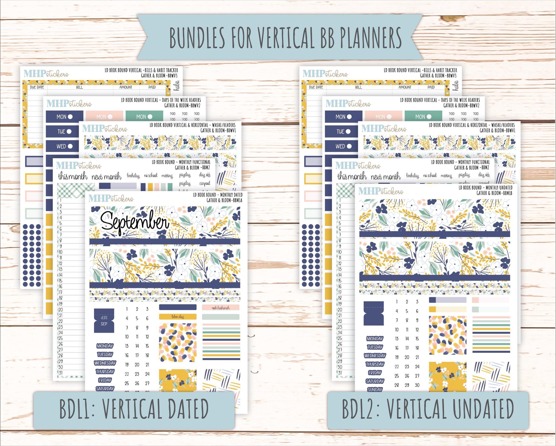 SEPTEMBER 2025 Stickers for The Mae & The Kristy Laurel Denise Planners ( Formerly Book Bound Planner) "Gather and Bloom" || BB