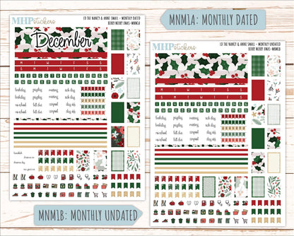 DECEMBER 2025 Stickers for Small Nancy & Anne Laurel Denise Planners. (Formerly Mini Planner) "Berry Merry Xmas" || MN