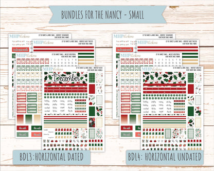 DECEMBER 2025 Stickers for Small Nancy & Anne Laurel Denise Planners. (Formerly Mini Planner) "Berry Merry Xmas" || MN