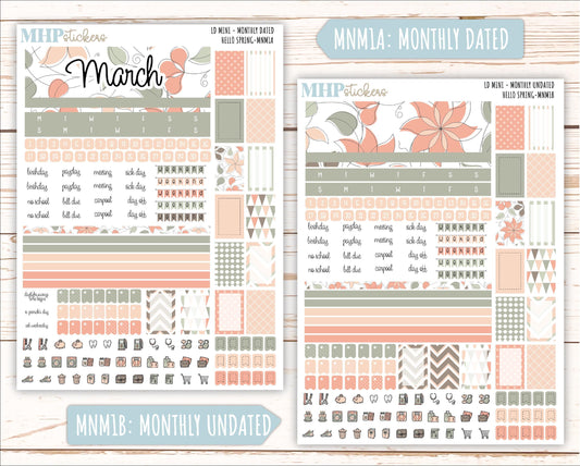 MARCH 2025 Stickers for Small Horizontal & Vertical Laurel Denise Planners. (Formerly Mini Planner) "Hello spring" || MNHS