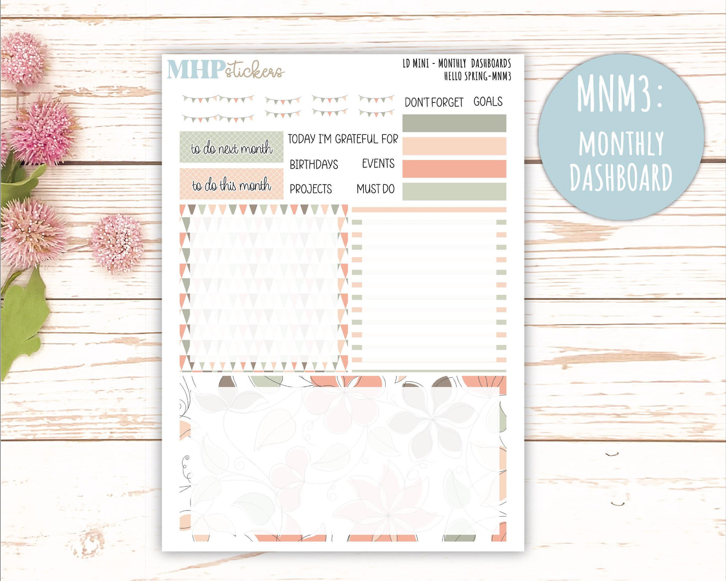 MARCH 2025 Stickers for Small Horizontal & Vertical Laurel Denise Planners. (Formerly Mini Planner) "Hello spring" || MNHS
