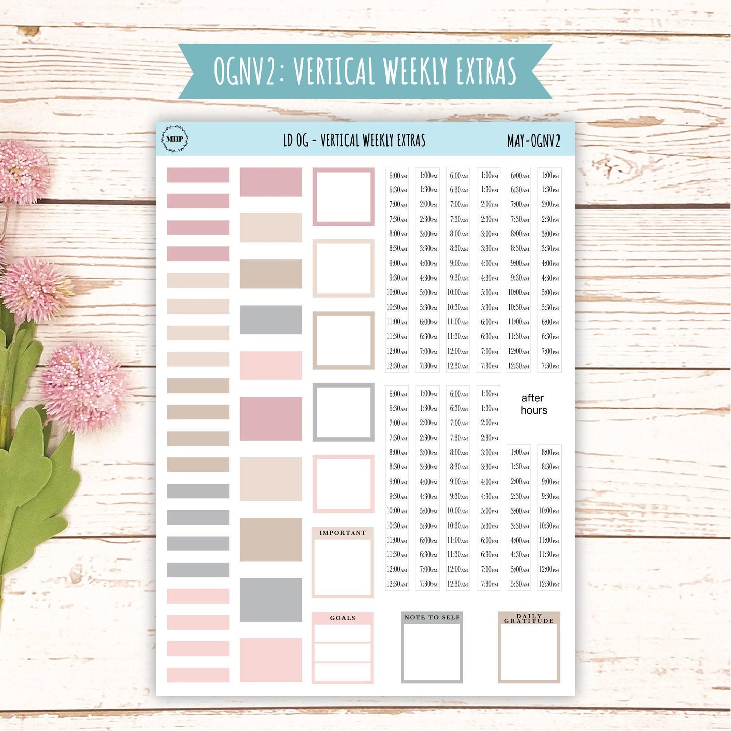 Neutral Color Stickers for Large size Horizontal & Vertical Laurel Denise Planner. (Formerly Original or Standar Size) MAY || OGNMAY