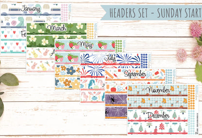 2025 Monthly Headers Set for Laurel Denise PORTRAIT Planner || LD416