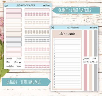 Neutral Color Stickers for Large size Horizontal & Vertical Laurel Denise Planner. (Formerly Original or Standar Size) MAY || OGNMAY