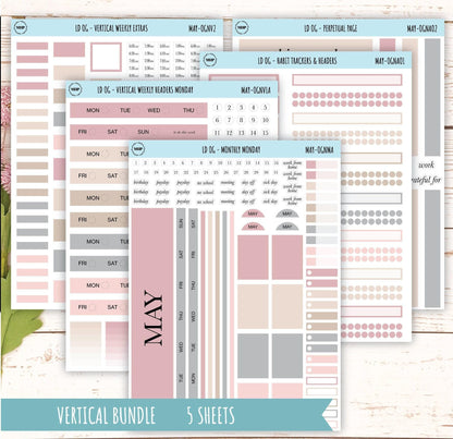 Neutral Color Stickers for Large size Horizontal & Vertical Laurel Denise Planner. (Formerly Original or Standar Size) MAY || OGNMAY