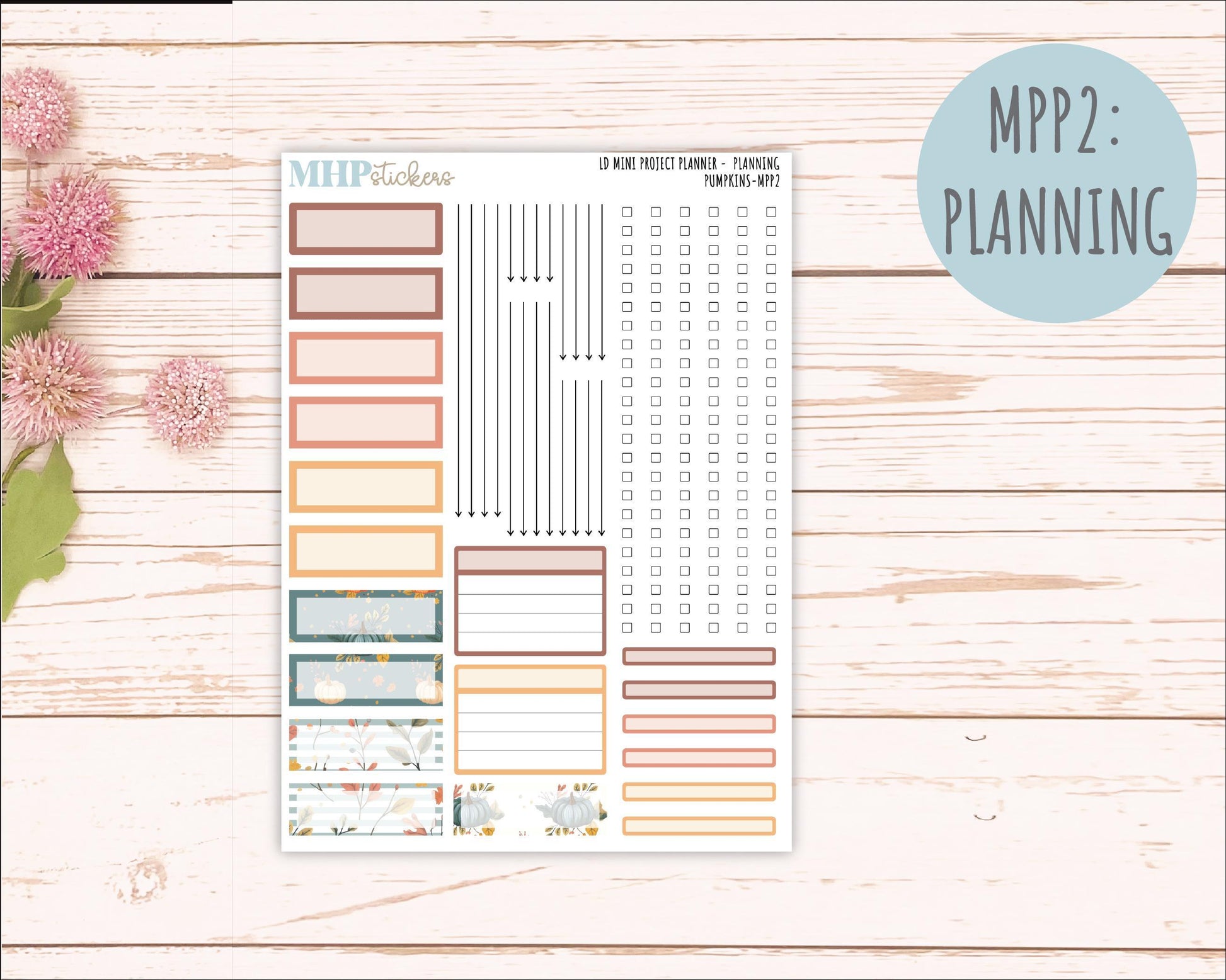 OCTOBER 2025 Stickers for The Rose Small Laurel Denise Planner (Formerly Mini Project Planner) "Pumpkins" || MPP