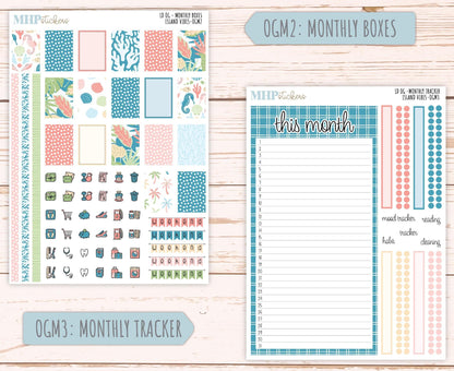 AUGUST 2025 Stickers for Large size Horizontal & Vertical Laurel Denise Planners. (Formerly Original Size) "Island Vibes" || OGH4