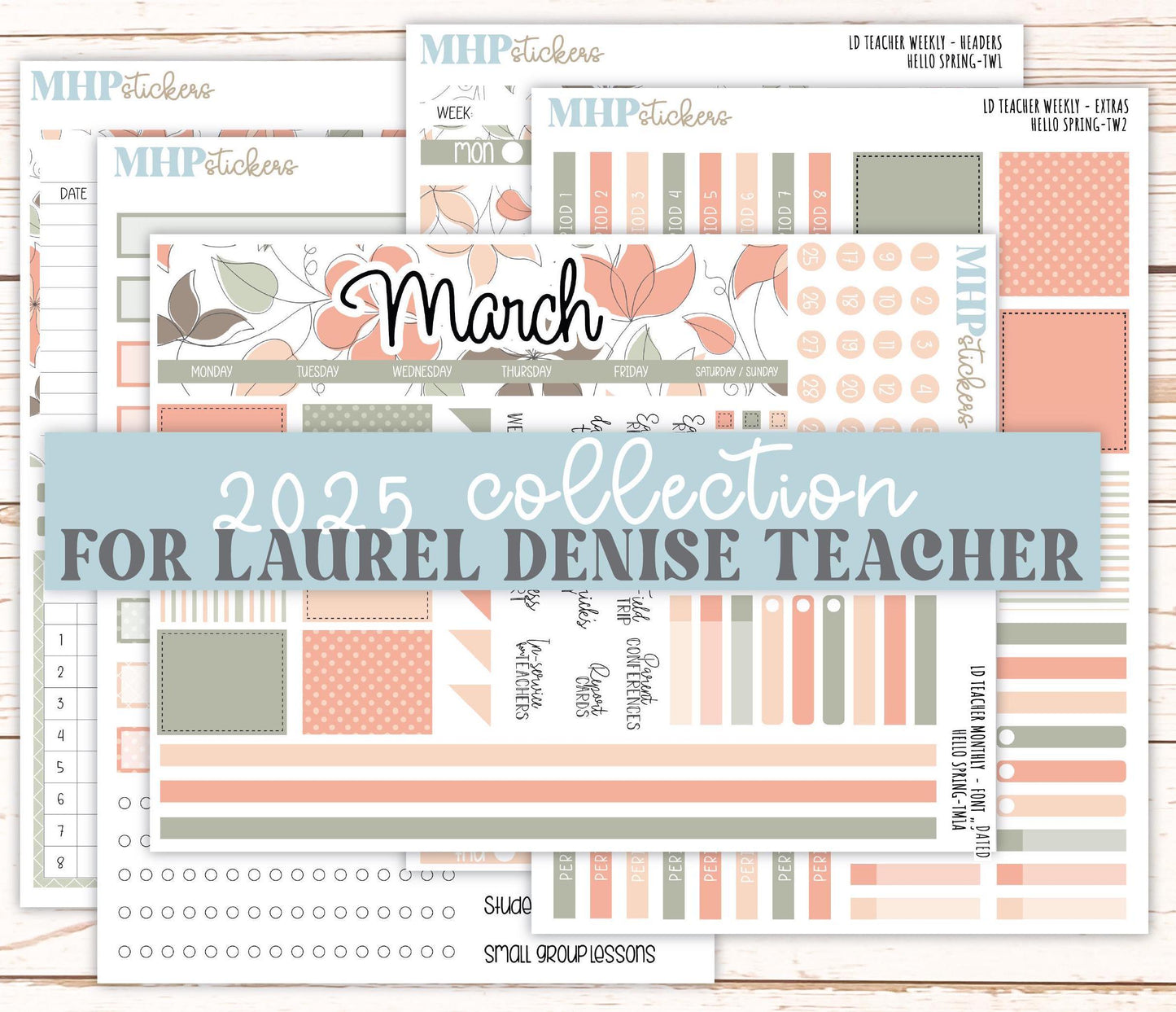 MARCH Stickers for The Valerie Laurel Denise Planner (Formerly Teacher Planner) "Hello Spring" || THS
