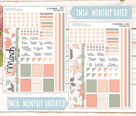 MARCH Stickers for The Valerie Laurel Denise Planner (Formerly Teacher Planner) "Hello Spring" || THS