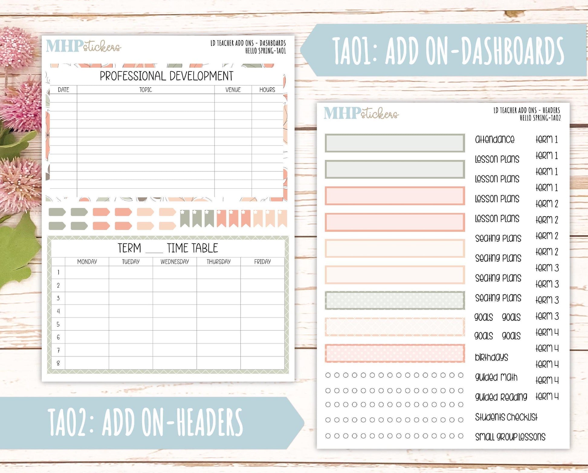 MARCH Stickers for The Valerie Laurel Denise Planner (Formerly Teacher Planner) "Hello Spring" || THS