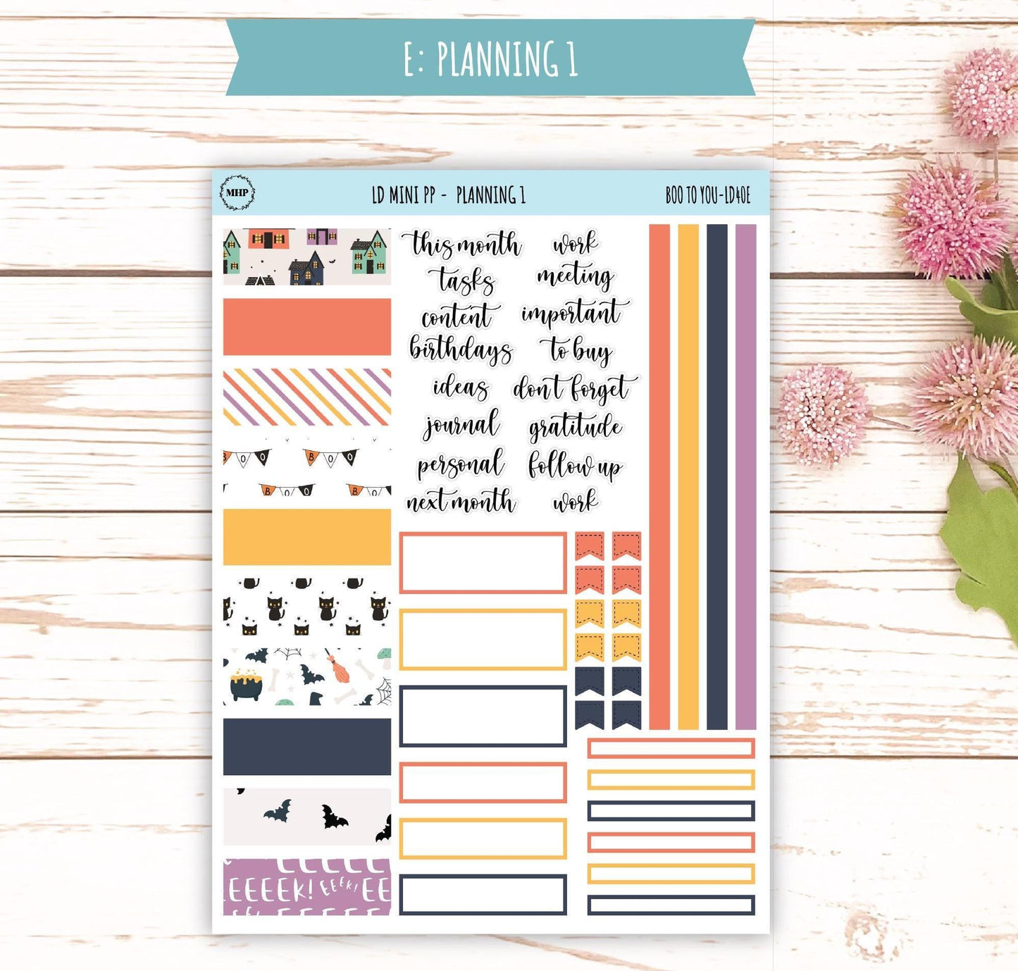 OCTOBER Stickers for The Rose Small Laurel Denise Planner (Formerly Mini Project Planner) "Boo to You" || LD408BY