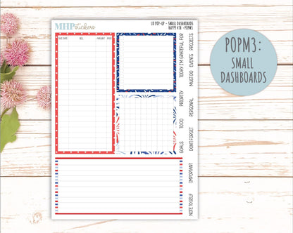 July 2025 Stickers for The Jo Laurel Denise Planner (Formerly Pop-Up Planner) "Happy 4th" || POPH4