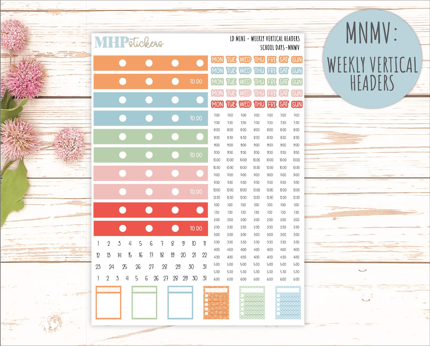 SEPTEMBER 2025 Stickers for Small Horizontal & Vertical Laurel Denise Planners. (Formerly Mini Planner) "School Days" || MN