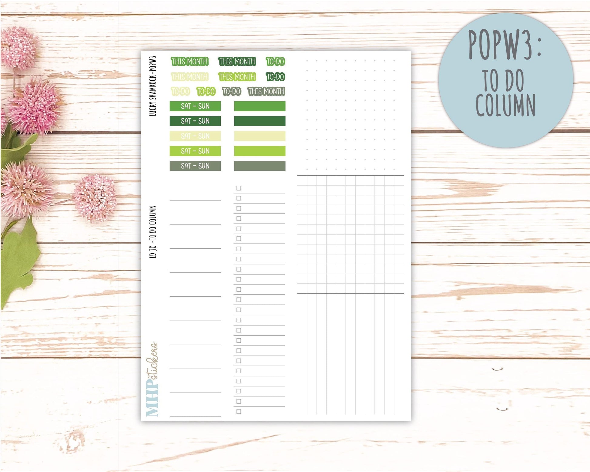 MARCH 2026 Stickers for The Jo, Laurel Denise Planner (Formerly Pop-Up Planner) "Lucky Shamrock" || POP
