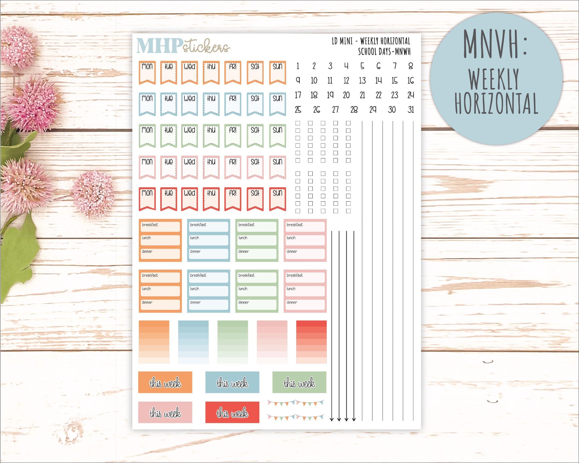 SEPTEMBER 2025 Stickers for Small Horizontal & Vertical Laurel Denise Planners. (Formerly Mini Planner) "School Days" || MN