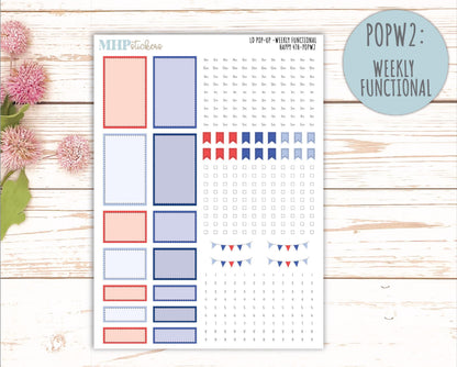 July 2025 Stickers for The Jo Laurel Denise Planner (Formerly Pop-Up Planner) "Happy 4th" || POPH4