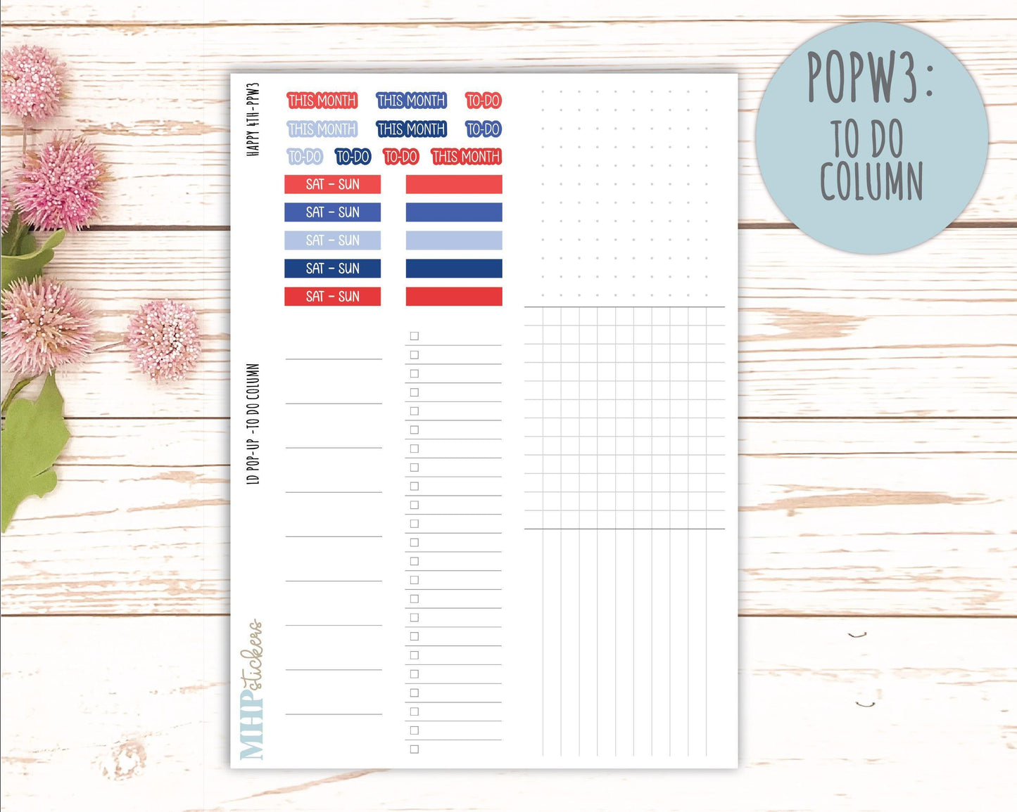 July 2025 Stickers for The Jo Laurel Denise Planner (Formerly Pop-Up Planner) "Happy 4th" || POPH4