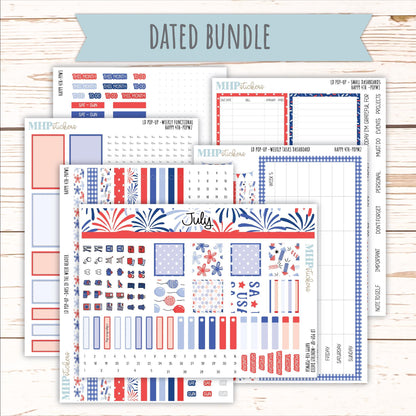 July 2025 Stickers for The Jo Laurel Denise Planner (Formerly Pop-Up Planner) "Happy 4th" || POPH4