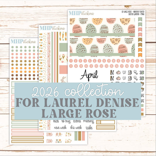 APRIL 2026 Stickers for the Large Rose Planner (Formerly Project Planner). Laurel Denise. "Easter Garden" || PP