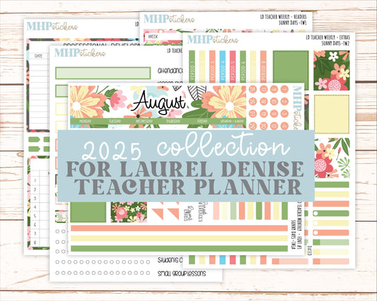 AUGUST Stickers for The Valerie Laurel Denise Planner (Formerly Teacher Planner) "ISunny Days" || TCSD