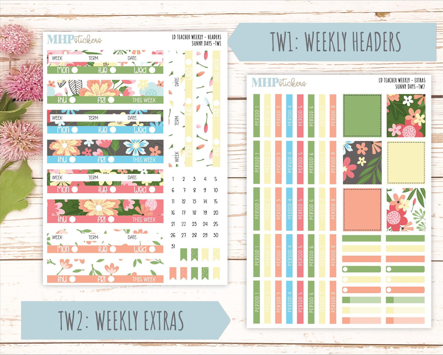 AUGUST Stickers for The Valerie Laurel Denise Planner (Formerly Teacher Planner) "ISunny Days" || TCSD
