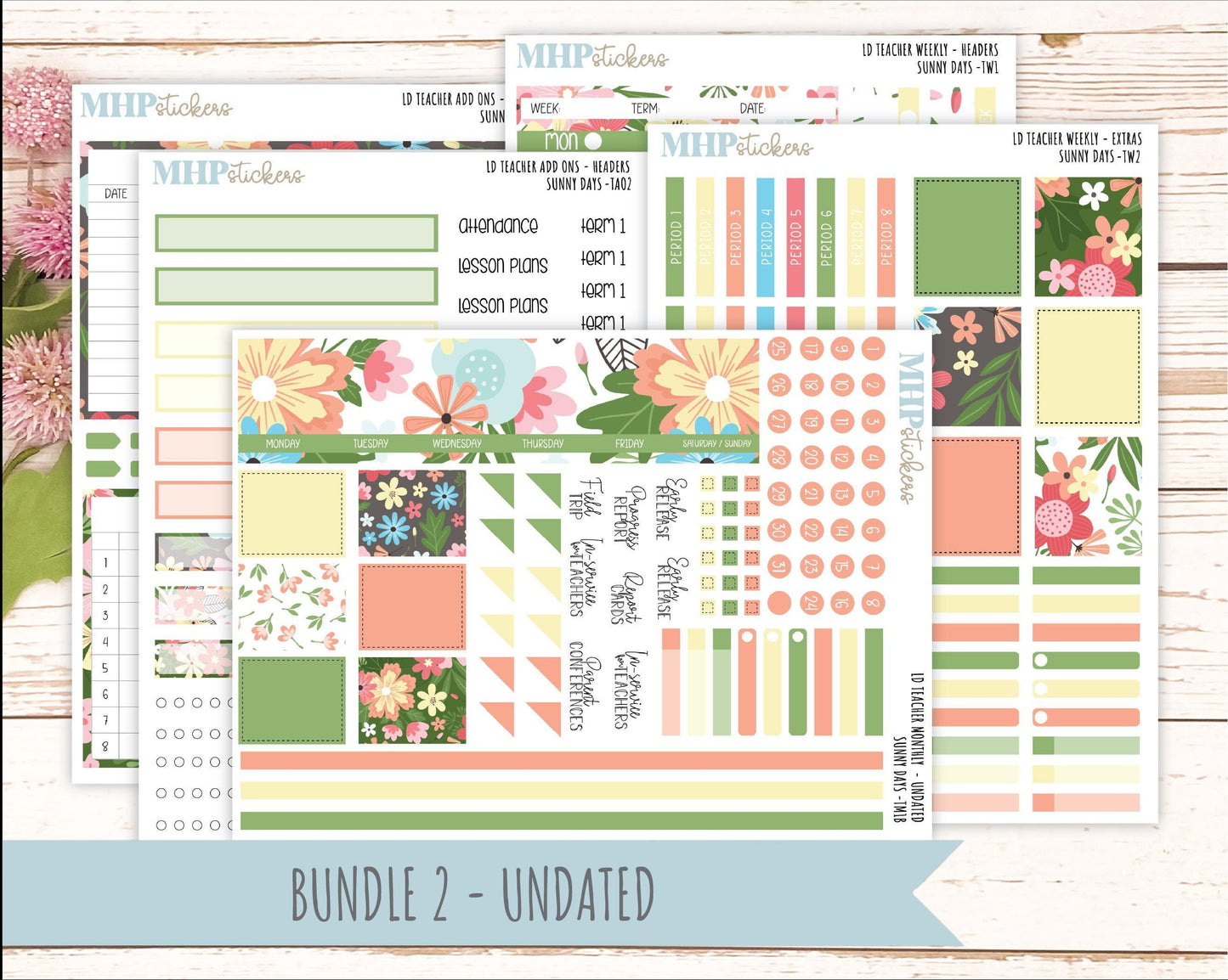 AUGUST Stickers for The Valerie Laurel Denise Planner (Formerly Teacher Planner) "ISunny Days" || TCSD