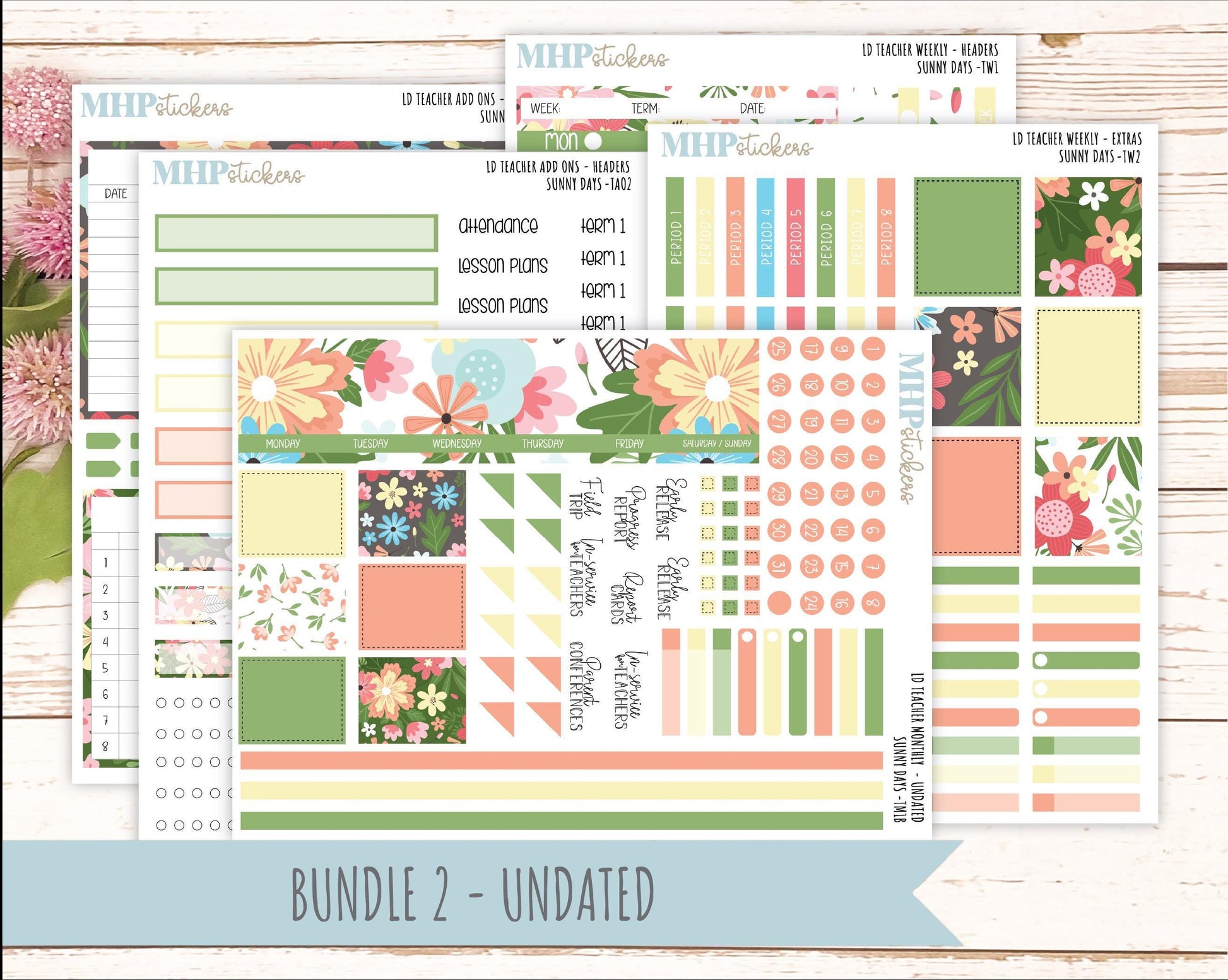 AUGUST Stickers for The Valerie Laurel Denise Planner (Formerly Teacher Planner) "ISunny Days" || TCSD