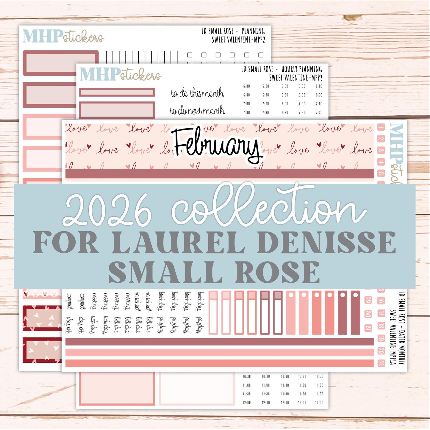 FEBRUARY 2026 Stickers for The Small Rose Laurel Denise Planner (Formerly Mini Project Planner) "Sweet Valentine" || MPP