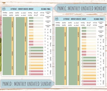 DECEMBER Stickers for The Scout Laurel Denise Planner (formerly Portrait Planner). Neutral Color || PN