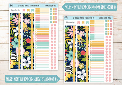 JULY Stickers for The Scout Laurel Denise Planner (formerly Portrait Planner). "Summer Bloom" || PSB