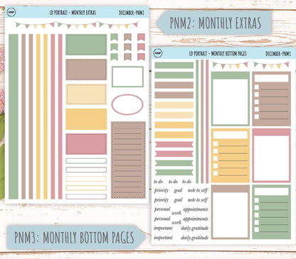 DECEMBER Stickers for The Scout Laurel Denise Planner (formerly Portrait Planner). Neutral Color || PN