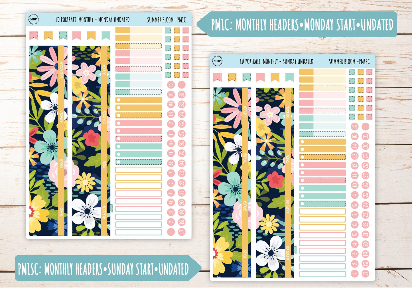 JULY Stickers for The Scout Laurel Denise Planner (formerly Portrait Planner). "Summer Bloom" || PSB