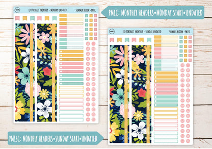 JULY Stickers for The Scout Laurel Denise Planner (formerly Portrait Planner). "Summer Bloom" || PSB