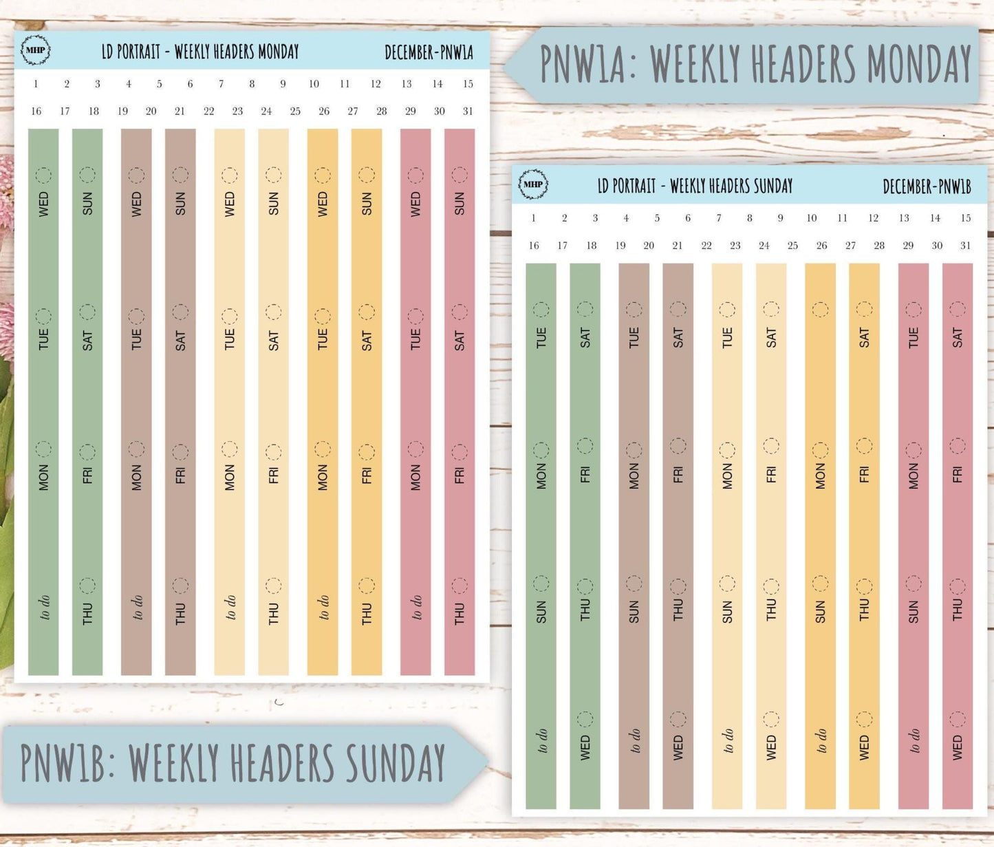 DECEMBER Stickers for The Scout Laurel Denise Planner (formerly Portrait Planner). Neutral Color || PN