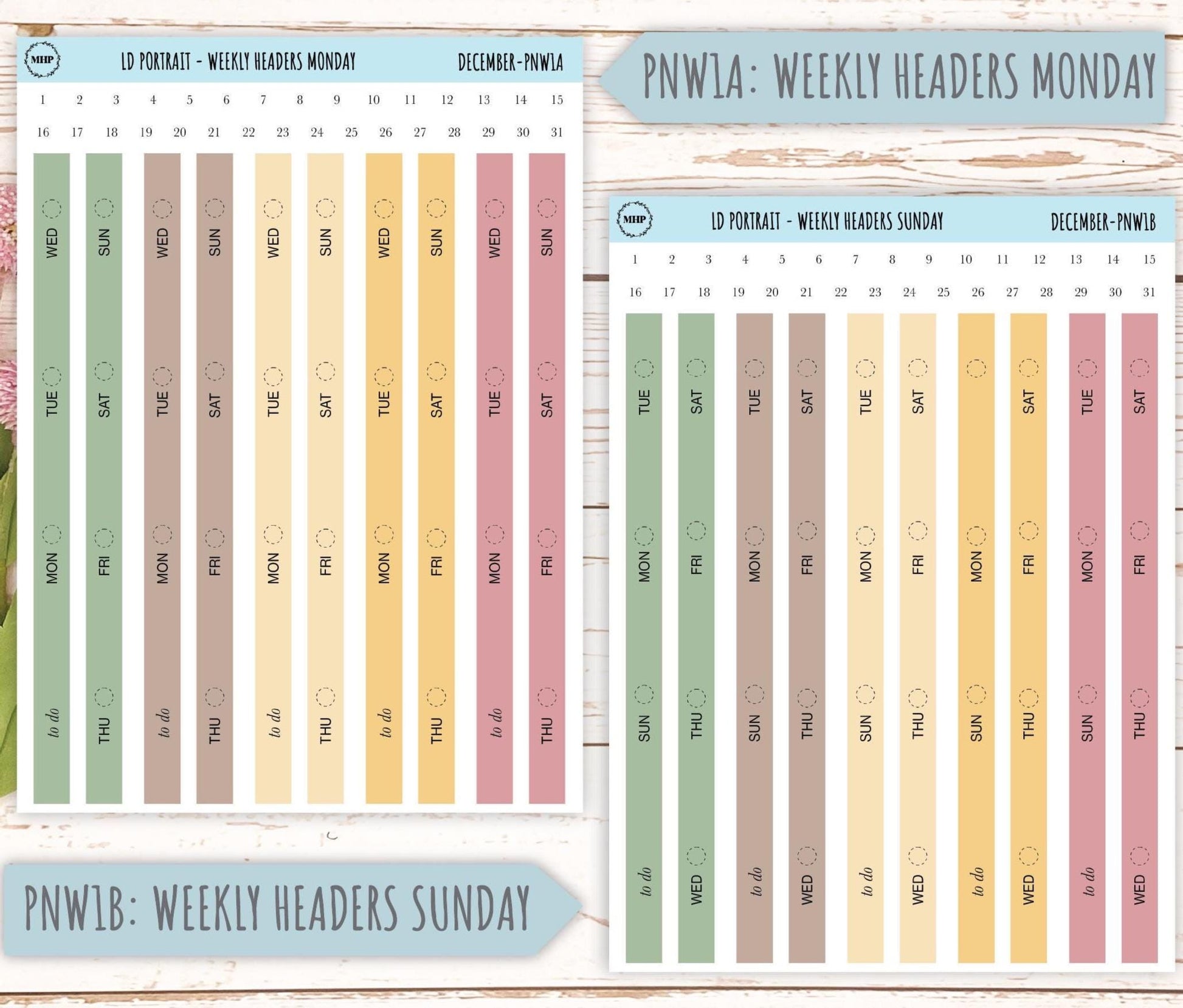 DECEMBER Stickers for The Scout Laurel Denise Planner (formerly Portrait Planner). Neutral Color || PN